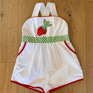 Beaufort Bonnet White Romper Playsuit with Strawberry Patch